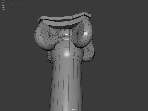 Low Poly Ionic Column 45 Angle Roman Marble Architectural 3D Model