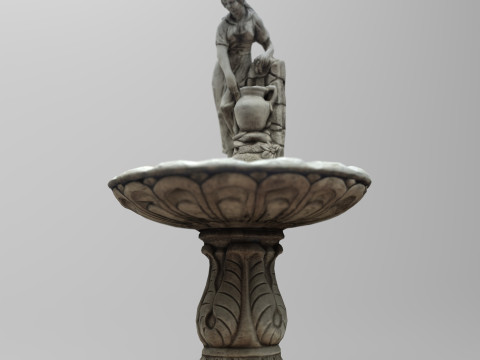 Rustic Lady Water Fountain Sculpture 3D Model