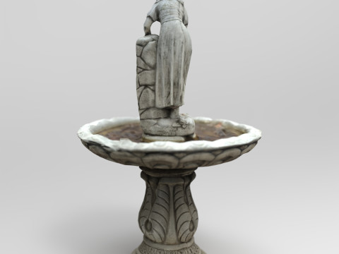 Rustic Lady Water Fountain Sculpture 3D Model