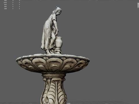 Rustic Lady Water Fountain Sculpture 3D Model