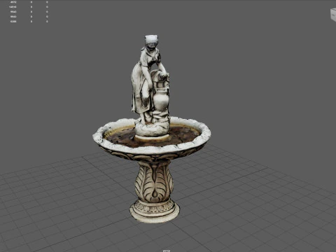 Rustic Lady Water Fountain Sculpture 3D Model