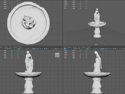 Rustic Lady Water Fountain Sculpture 3D Model