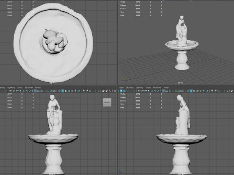 Rustic Lady Water Fountain Sculpture 3D Model