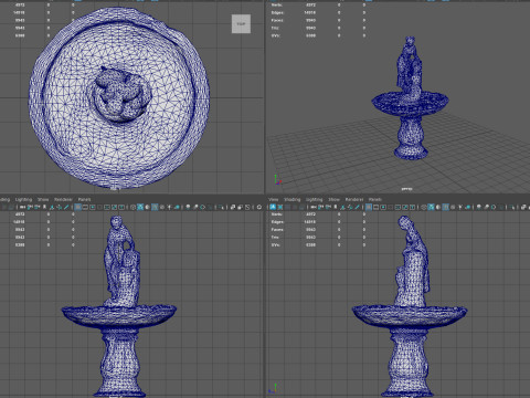 Rustic Lady Water Fountain Sculpture 3D Model