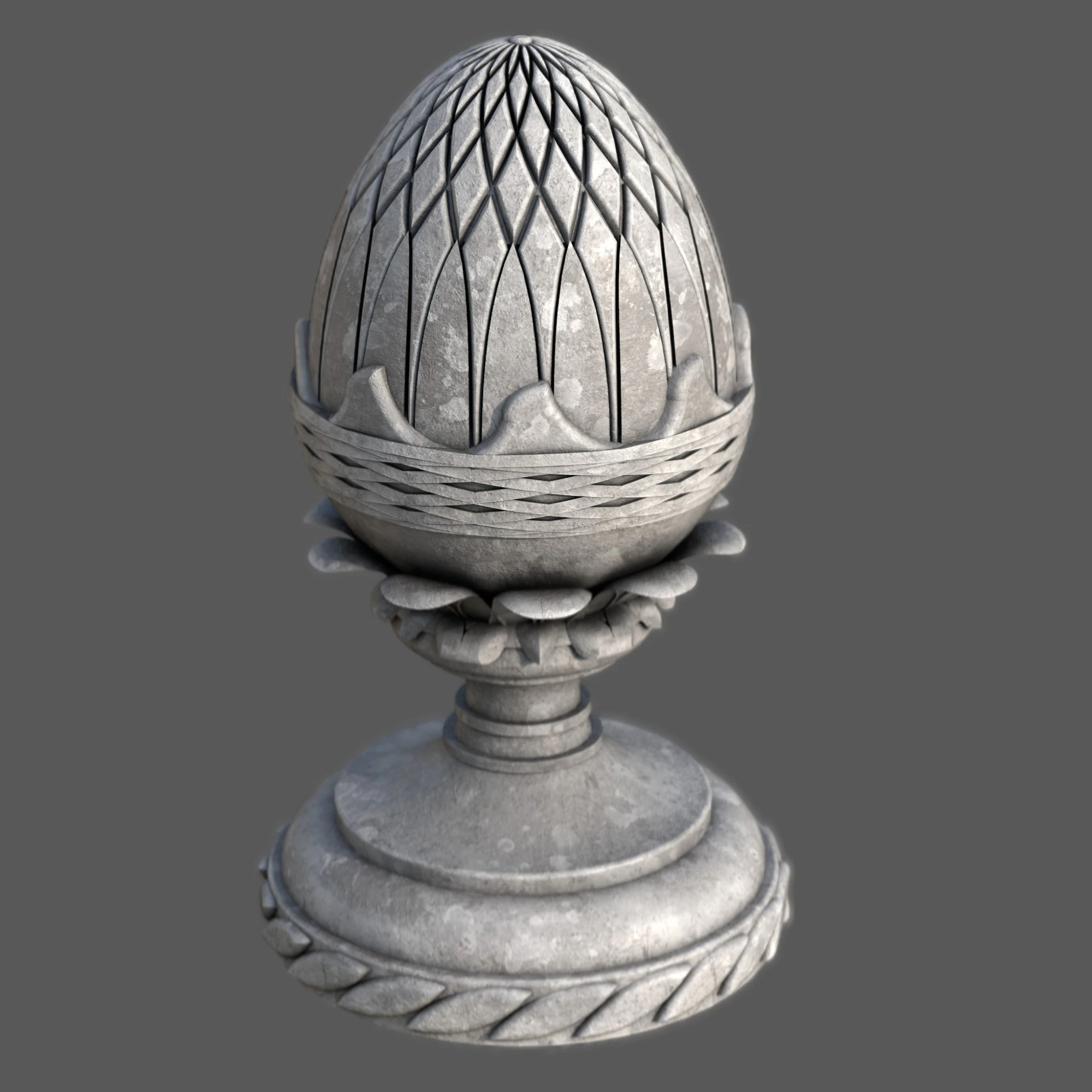 Pineapple Finial Decorative Garden Ornament 4K PBR Textures STL for 3D Print 3D Model .c4d .max .obj .3ds .fbx .stl .blend 