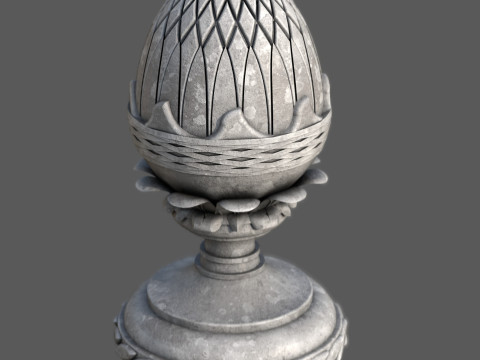 Pineapple Finial Decorative Garden Ornament 4K PBR Textures STL for 3D Print 3D मॉडल