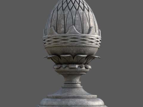 Pineapple Finial Decorative Garden Ornament 4K PBR Textures STL for 3D Print 3D Модель