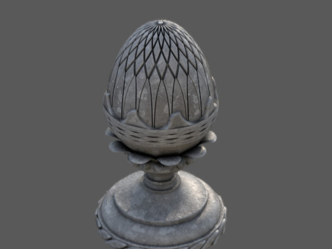 Pineapple Finial Decorative Garden Ornament 4K PBR Textures STL for 3D Print 3D Модель