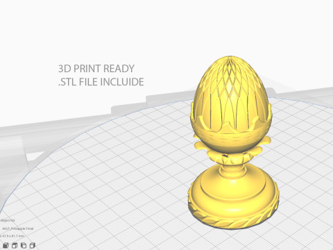 Pineapple Finial Decorative Garden Ornament 4K PBR Textures STL for 3D Print 3D Модель