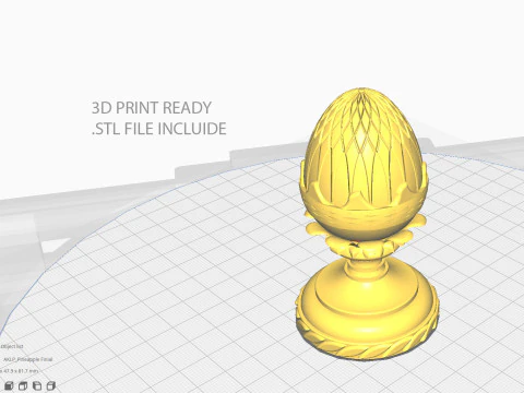 Pineapple Finial Decorative Garden Ornament 4K PBR Textures STL for 3D Print 3D Model