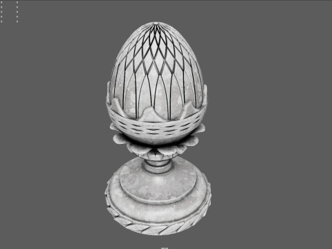 Pineapple Finial Decorative Garden Ornament 4K PBR Textures STL for 3D Print 3D Модель