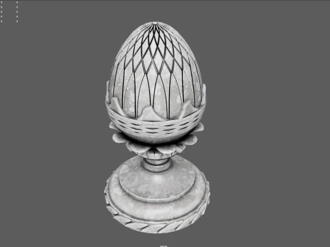Pineapple Finial Decorative Garden Ornament 4K PBR Textures STL for 3D Print 3D Model