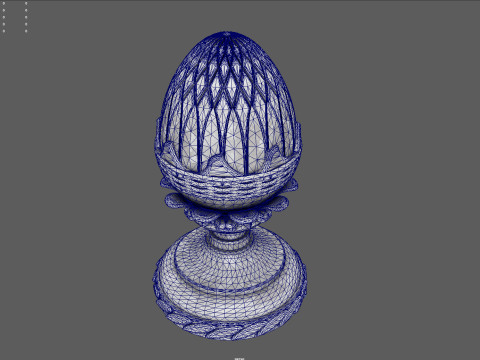Pineapple Finial Decorative Garden Ornament 4K PBR Textures STL for 3D Print 3D Модель
