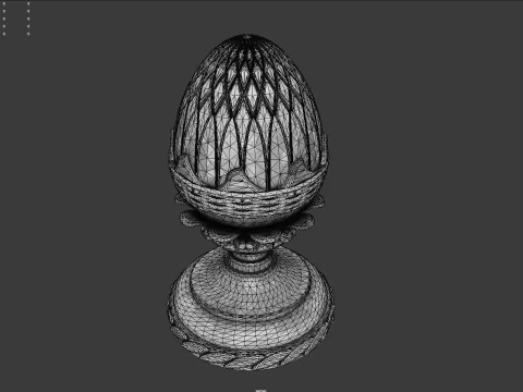 Pineapple Finial Decorative Garden Ornament 4K PBR Textures STL for 3D Print 3D Model