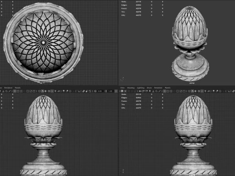 Pineapple Finial Decorative Garden Ornament 4K PBR Textures STL for 3D Print 3D Model