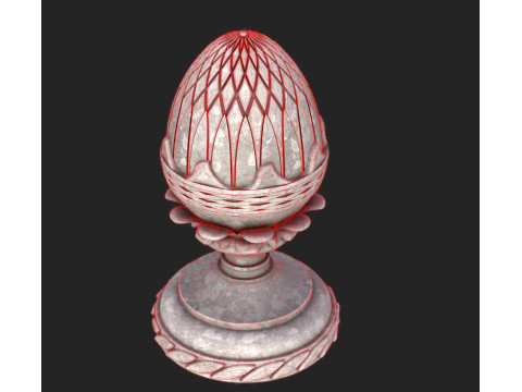 Pineapple Finial Decorative Garden Ornament 4K PBR Textures STL for 3D Print 3D Модель