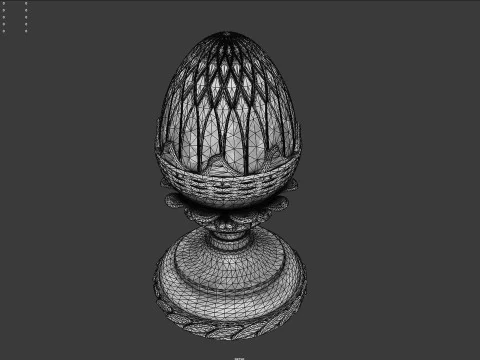Pineapple Finial Decorative Garden Ornament 4K PBR Textures STL for 3D Print 3D Model