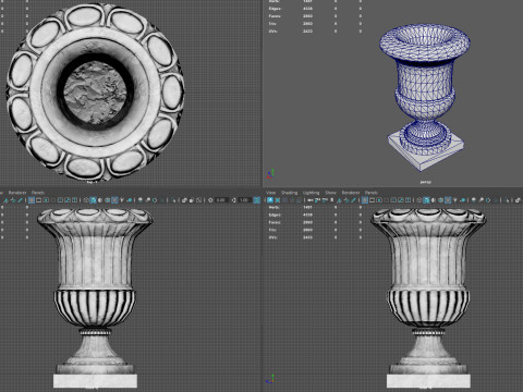 Elegant Classical Urn Low Poly Multi-Format OBJ FBX 2020 BLEND 44 MAX 2025 MB 2025 Modelo 3D