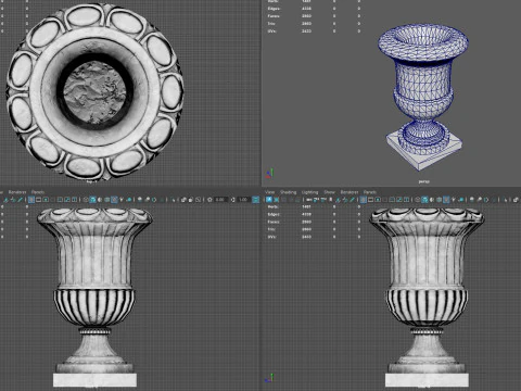 Elegant Classical Urn Low Poly Multi-Format OBJ FBX 2020 BLEND 44 MAX 2025 MB 2025 3D Model
