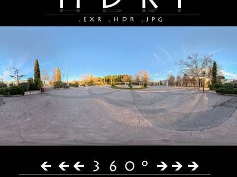 Urban Sunset Plaza HDRI 8192x4096 32-bit EXR-HDR 8-bit JPG CG Текстуры