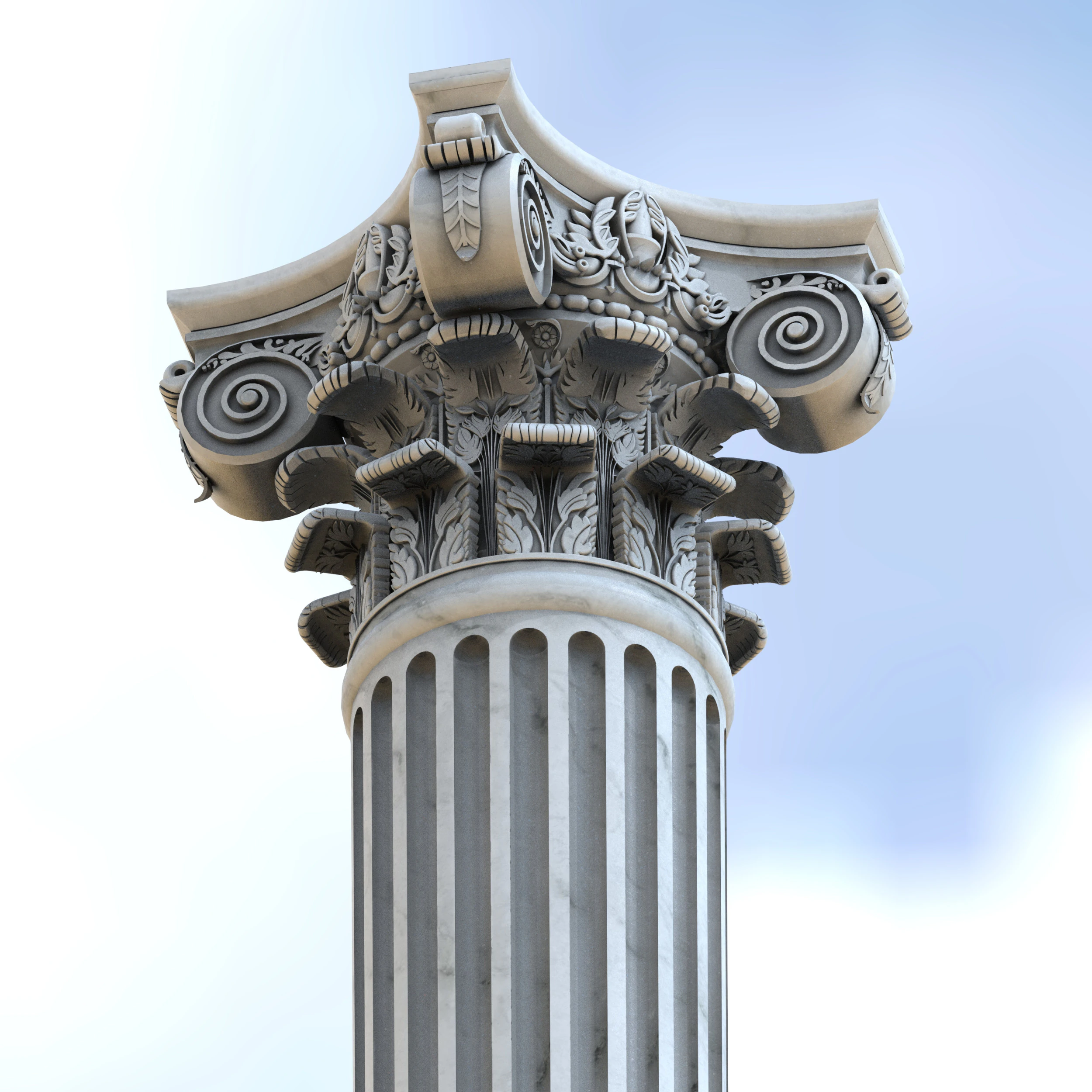Colonna corinzia classica high-poly con texture PBR 4K OBJ FBX STL BLEND MAX M Modello 3D .c4d .max .obj .3ds .fbx .stl .blend