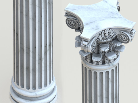 Classical Corinthian Column High-Poly with 4K PBR Textures OBJ FBX STL BLEND MAX M Modelo 3D