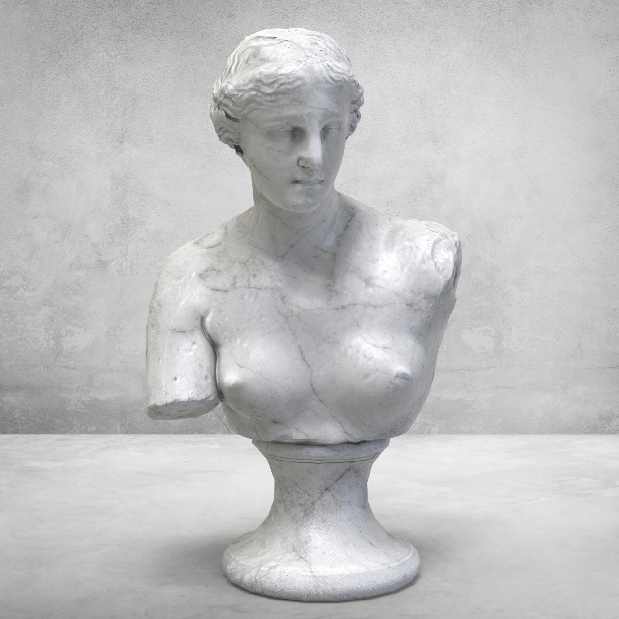 Scultura busto Venere di Milo Marmo di Carrara strutturato Low Poly PBR Modello 3D .c4d .max .obj .3ds .fbx .stl .blend