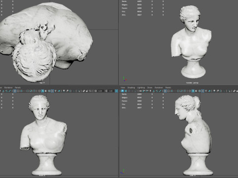 Venus de Milo Bust Sculpture Low Poly PBR Textured Carrara Marble Model 3D