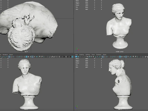 Scultura busto Venere di Milo Marmo di Carrara strutturato Low Poly PBR Modello 3D
