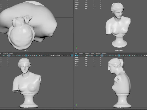 Scultura busto Venere di Milo Marmo di Carrara strutturato Low Poly PBR Modello 3D