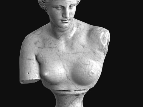 Scultura busto Venere di Milo Marmo di Carrara strutturato Low Poly PBR Modello 3D
