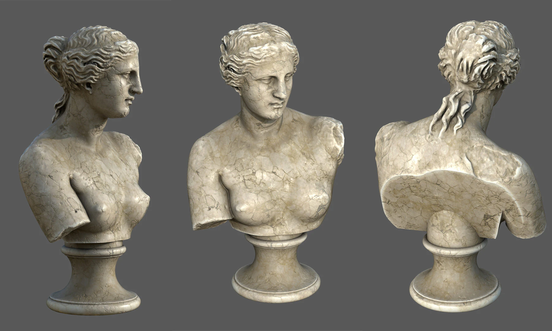 Бюст Венери Мілоської. Класична мармурова скульптура 3D Модель .c4d .max .obj .3ds .fbx .stl .blend 
