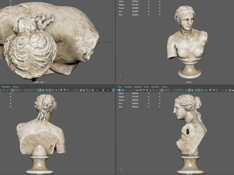 Venus de Milo Bust Classical Marble Sculpture 3D 모델