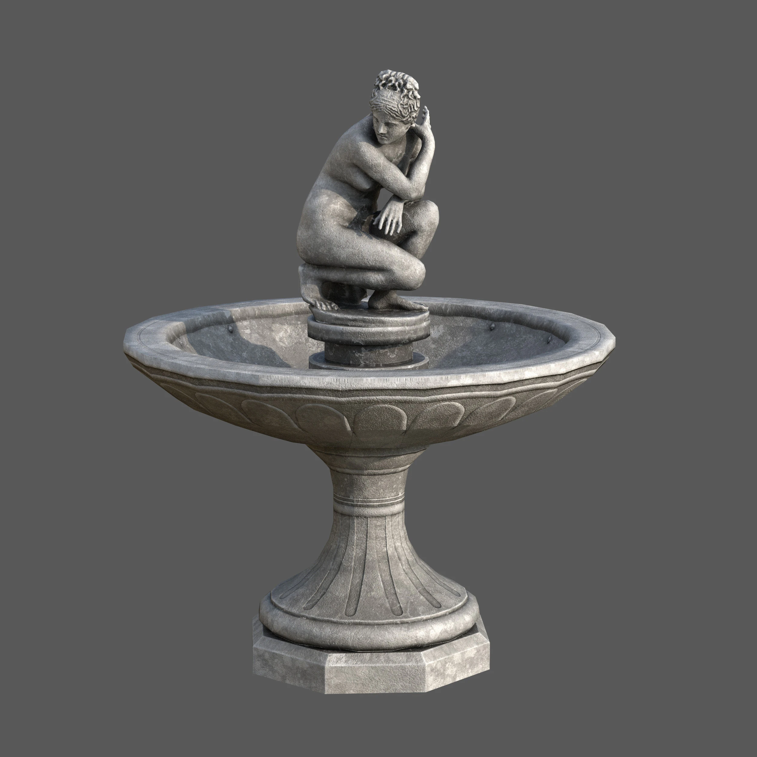 Fontana classica con statua di Venere accovacciata Modello 3D .c4d .max .obj .3ds .fbx .stl .blend 