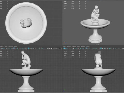 Fontana classica con statua di Venere accovacciata Modello 3D