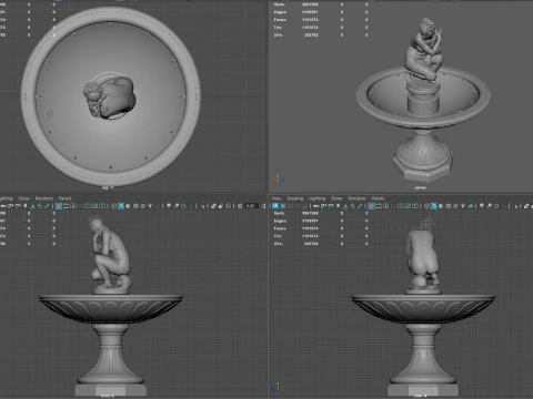 Классический фонтан со статуей Крадущейся Венеры 3D-печать 3D Принт Модель