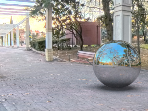 High-Resolution HDRI 360 Winter Park Walkway at Sunset 8192x4096 Soft Evening Light CG Textures