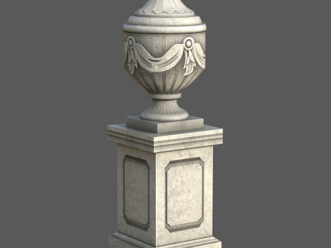 Ornate Classical Urn with Pedestal Low-poly 3D Модель
