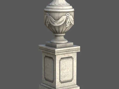 台座付きの華やかな古典的な骨壷ローポリ 3Dモデル