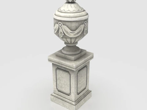 Urna Cl&aacute;ssica Ornamentada com Pedestal Low-poly Modelo 3D