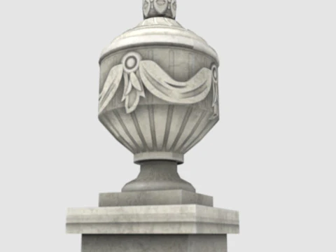 Urna Cl&aacute;ssica Ornamentada com Pedestal Low-poly Modelo 3D