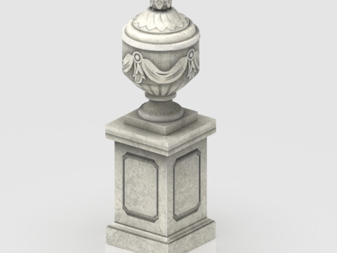 Ornate Classical Urn with Pedestal Low-poly 3D Model