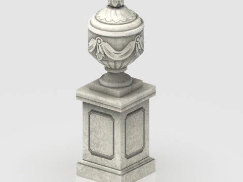 Urna Cl&aacute;ssica Ornamentada com Pedestal Low-poly Modelo 3D