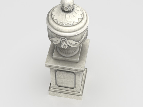 Ornate Classical Urn with Pedestal Low-poly 3D Model