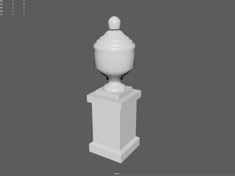 Urna Cl&aacute;ssica Ornamentada com Pedestal Low-poly Modelo 3D
