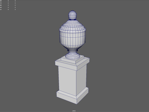 Ornate Classical Urn with Pedestal Low-poly 3D Model