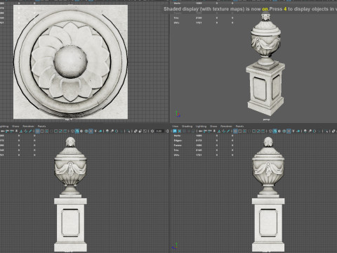 Ornate Classical Urn with Pedestal Low-poly 3D Model