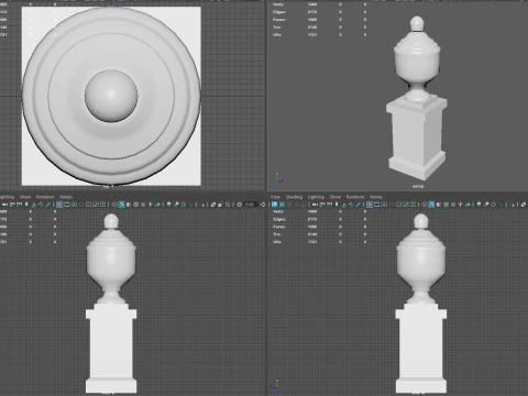 Urna Cl&aacute;ssica Ornamentada com Pedestal Low-poly Modelo 3D
