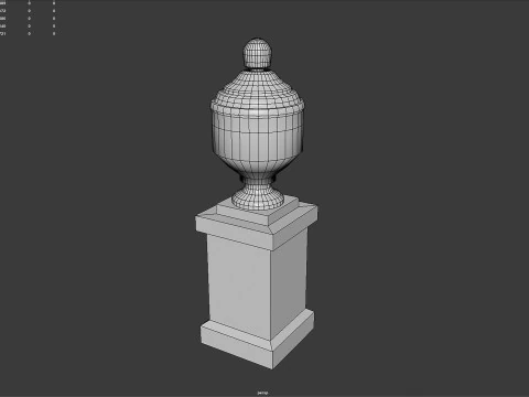 Urna Cl&aacute;ssica Ornamentada com Pedestal Low-poly Modelo 3D