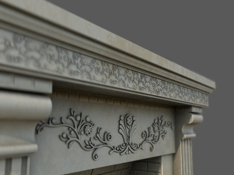 Neoclassical Ornate Fireplace with Fluted Pilasters 3D 모델